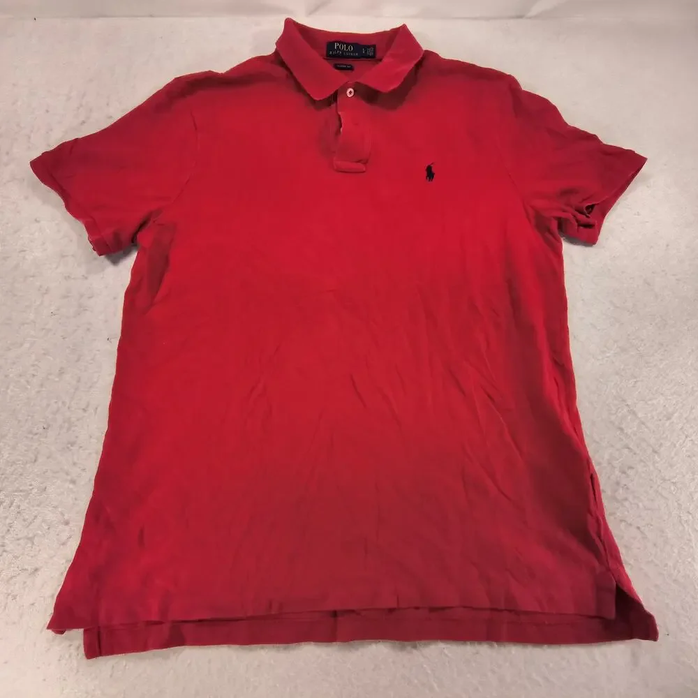 Polo Ralph Lauren Classic Fit Casual Collared Polo Shirt Mens Size Large L Red
